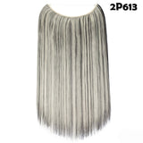 S-noilite 20Inches Synthetic Natural Hair Invisible Wire In Hair Extensions No Clip With Secrect Line Easy Attach Hairpiece