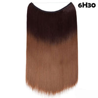 S-noilite 20Inches Synthetic Natural Hair Invisible Wire In Hair Extensions No Clip With Secrect Line Easy Attach Hairpiece