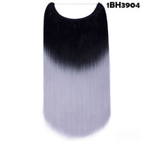 S-noilite 20Inches Synthetic Natural Hair Invisible Wire In Hair Extensions No Clip With Secrect Line Easy Attach Hairpiece