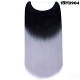 S-noilite 20Inches Synthetic Natural Hair Invisible Wire In Hair Extensions No Clip With Secrect Line Easy Attach Hairpiece