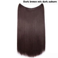 S-noilite 20Inches Synthetic Natural Hair Invisible Wire In Hair Extensions No Clip With Secrect Line Easy Attach Hairpiece