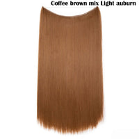 S-noilite 20Inches Synthetic Natural Hair Invisible Wire In Hair Extensions No Clip With Secrect Line Easy Attach Hairpiece
