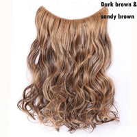 S-noilite 20Inches Synthetic Natural Hair Invisible Wire In Hair Extensions No Clip With Secrect Line Easy Attach Hairpiece