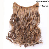 S-noilite 20Inches Synthetic Natural Hair Invisible Wire In Hair Extensions No Clip With Secrect Line Easy Attach Hairpiece