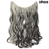 S-noilite 20Inches Synthetic Natural Hair Invisible Wire In Hair Extensions No Clip With Secrect Line Easy Attach Hairpiece