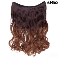 S-noilite 20Inches Synthetic Natural Hair Invisible Wire In Hair Extensions No Clip With Secrect Line Easy Attach Hairpiece