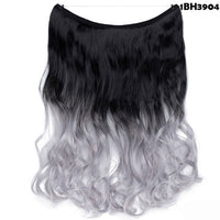 S-noilite 20Inches Synthetic Natural Hair Invisible Wire In Hair Extensions No Clip With Secrect Line Easy Attach Hairpiece