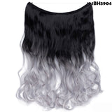 S-noilite 20Inches Synthetic Natural Hair Invisible Wire In Hair Extensions No Clip With Secrect Line Easy Attach Hairpiece