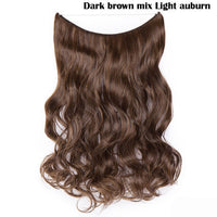S-noilite 20Inches Synthetic Natural Hair Invisible Wire In Hair Extensions No Clip With Secrect Line Easy Attach Hairpiece