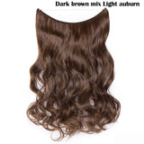 S-noilite 20Inches Synthetic Natural Hair Invisible Wire In Hair Extensions No Clip With Secrect Line Easy Attach Hairpiece