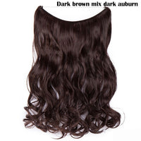 S-noilite 20Inches Synthetic Natural Hair Invisible Wire In Hair Extensions No Clip With Secrect Line Easy Attach Hairpiece