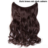 S-noilite 20Inches Synthetic Natural Hair Invisible Wire In Hair Extensions No Clip With Secrect Line Easy Attach Hairpiece