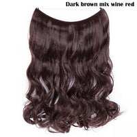 S-noilite 20Inches Synthetic Natural Hair Invisible Wire In Hair Extensions No Clip With Secrect Line Easy Attach Hairpiece