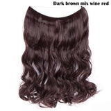 S-noilite 20Inches Synthetic Natural Hair Invisible Wire In Hair Extensions No Clip With Secrect Line Easy Attach Hairpiece