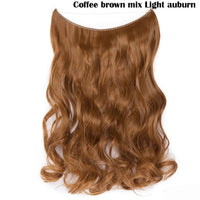 S-noilite 20Inches Synthetic Natural Hair Invisible Wire In Hair Extensions No Clip With Secrect Line Easy Attach Hairpiece