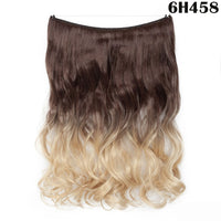 S-noilite 20Inches Synthetic Natural Hair Invisible Wire In Hair Extensions No Clip With Secrect Line Easy Attach Hairpiece
