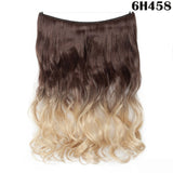 S-noilite 20Inches Synthetic Natural Hair Invisible Wire In Hair Extensions No Clip With Secrect Line Easy Attach Hairpiece