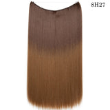 S-noilite 20Inches Synthetic Natural Hair Invisible Wire In Hair Extensions No Clip With Secrect Line Easy Attach Hairpiece
