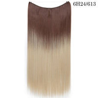 S-noilite 20Inches Synthetic Natural Hair Invisible Wire In Hair Extensions No Clip With Secrect Line Easy Attach Hairpiece