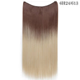 S-noilite 20Inches Synthetic Natural Hair Invisible Wire In Hair Extensions No Clip With Secrect Line Easy Attach Hairpiece