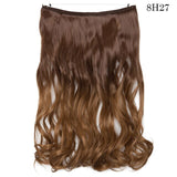 S-noilite 20Inches Synthetic Natural Hair Invisible Wire In Hair Extensions No Clip With Secrect Line Easy Attach Hairpiece