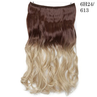 S-noilite 20Inches Synthetic Natural Hair Invisible Wire In Hair Extensions No Clip With Secrect Line Easy Attach Hairpiece