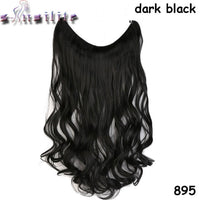 S-noilite 20Inches Synthetic Natural Hair Invisible Wire In Hair Extensions No Clip With Secrect Line Easy Attach Hairpiece