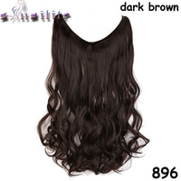 S-noilite 20Inches Synthetic Natural Hair Invisible Wire In Hair Extensions No Clip With Secrect Line Easy Attach Hairpiece