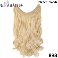 S-noilite 20Inches Synthetic Natural Hair Invisible Wire In Hair Extensions No Clip With Secrect Line Easy Attach Hairpiece