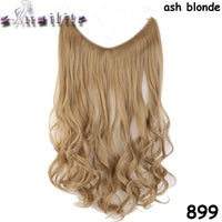 S-noilite 20Inches Synthetic Natural Hair Invisible Wire In Hair Extensions No Clip With Secrect Line Easy Attach Hairpiece