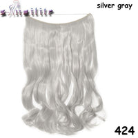 S-noilite 20Inches Synthetic Natural Hair Invisible Wire In Hair Extensions No Clip With Secrect Line Easy Attach Hairpiece