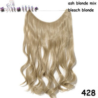 S-noilite 20Inches Synthetic Natural Hair Invisible Wire In Hair Extensions No Clip With Secrect Line Easy Attach Hairpiece