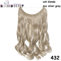 S-noilite 20Inches Synthetic Natural Hair Invisible Wire In Hair Extensions No Clip With Secrect Line Easy Attach Hairpiece
