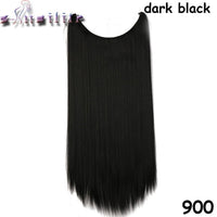 S-noilite 20Inches Synthetic Natural Hair Invisible Wire In Hair Extensions No Clip With Secrect Line Easy Attach Hairpiece
