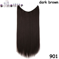 S-noilite 20Inches Synthetic Natural Hair Invisible Wire In Hair Extensions No Clip With Secrect Line Easy Attach Hairpiece
