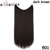 S-noilite 20Inches Synthetic Natural Hair Invisible Wire In Hair Extensions No Clip With Secrect Line Easy Attach Hairpiece