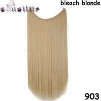 S-noilite 20Inches Synthetic Natural Hair Invisible Wire In Hair Extensions No Clip With Secrect Line Easy Attach Hairpiece