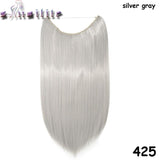 S-noilite 20Inches Synthetic Natural Hair Invisible Wire In Hair Extensions No Clip With Secrect Line Easy Attach Hairpiece