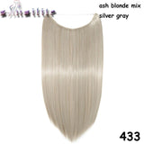 S-noilite 20Inches Synthetic Natural Hair Invisible Wire In Hair Extensions No Clip With Secrect Line Easy Attach Hairpiece