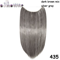 S-noilite 20Inches Synthetic Natural Hair Invisible Wire In Hair Extensions No Clip With Secrect Line Easy Attach Hairpiece