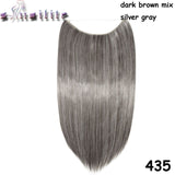 S-noilite 20Inches Synthetic Natural Hair Invisible Wire In Hair Extensions No Clip With Secrect Line Easy Attach Hairpiece