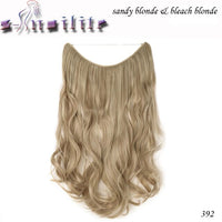 S-noilite 20Inches Synthetic Natural Hair Invisible Wire In Hair Extensions No Clip With Secrect Line Easy Attach Hairpiece