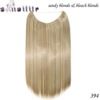 S-noilite 20Inches Synthetic Natural Hair Invisible Wire In Hair Extensions No Clip With Secrect Line Easy Attach Hairpiece