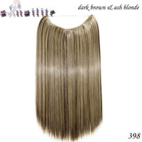S-noilite 20Inches Synthetic Natural Hair Invisible Wire In Hair Extensions No Clip With Secrect Line Easy Attach Hairpiece