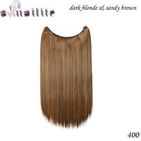 S-noilite 20Inches Synthetic Natural Hair Invisible Wire In Hair Extensions No Clip With Secrect Line Easy Attach Hairpiece