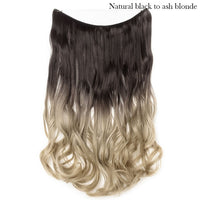 S-noilite 20Inches Synthetic Natural Hair Invisible Wire In Hair Extensions No Clip With Secrect Line Easy Attach Hairpiece