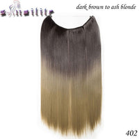 S-noilite 20Inches Synthetic Natural Hair Invisible Wire In Hair Extensions No Clip With Secrect Line Easy Attach Hairpiece