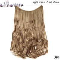 S-noilite 20Inches Synthetic Natural Hair Invisible Wire In Hair Extensions No Clip With Secrect Line Easy Attach Hairpiece