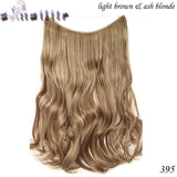 S-noilite 20Inches Synthetic Natural Hair Invisible Wire In Hair Extensions No Clip With Secrect Line Easy Attach Hairpiece