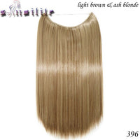 S-noilite 20Inches Synthetic Natural Hair Invisible Wire In Hair Extensions No Clip With Secrect Line Easy Attach Hairpiece